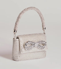 Glittering Aesthetic Rhinestone Bow Mini Purse