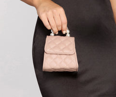 Fancy Babe Pearl Handle Mini Quilted Purse