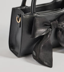 Tres Chic Tulle Bow Faux Leather Handbag