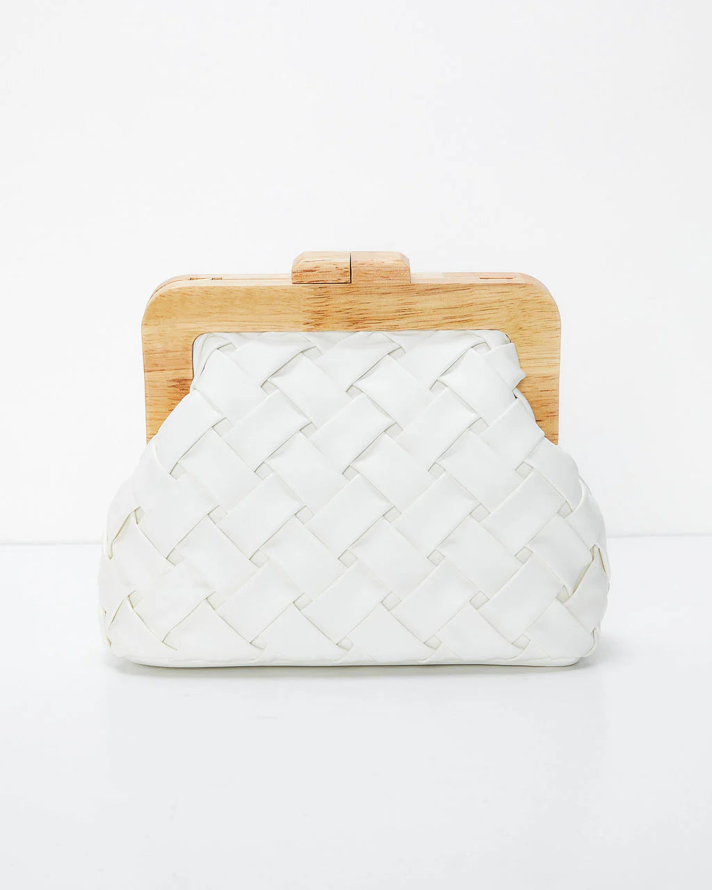 Callie Woven Faux Leather Clutch