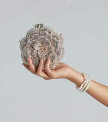 Divine Luxury Rhinestone Rose Minaudiere Bag