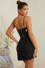 Embellished Corset Mini Dress in Black