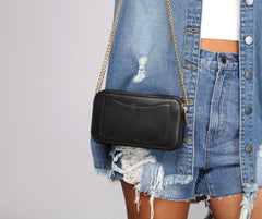 Double Glam Faux Leather Crossbody