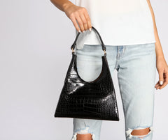 Better Days Faux Leather Triangle Croc Bag