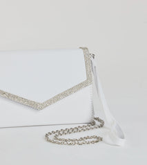 Chic Shimmer Rhinestone Trim Envelope Clutch