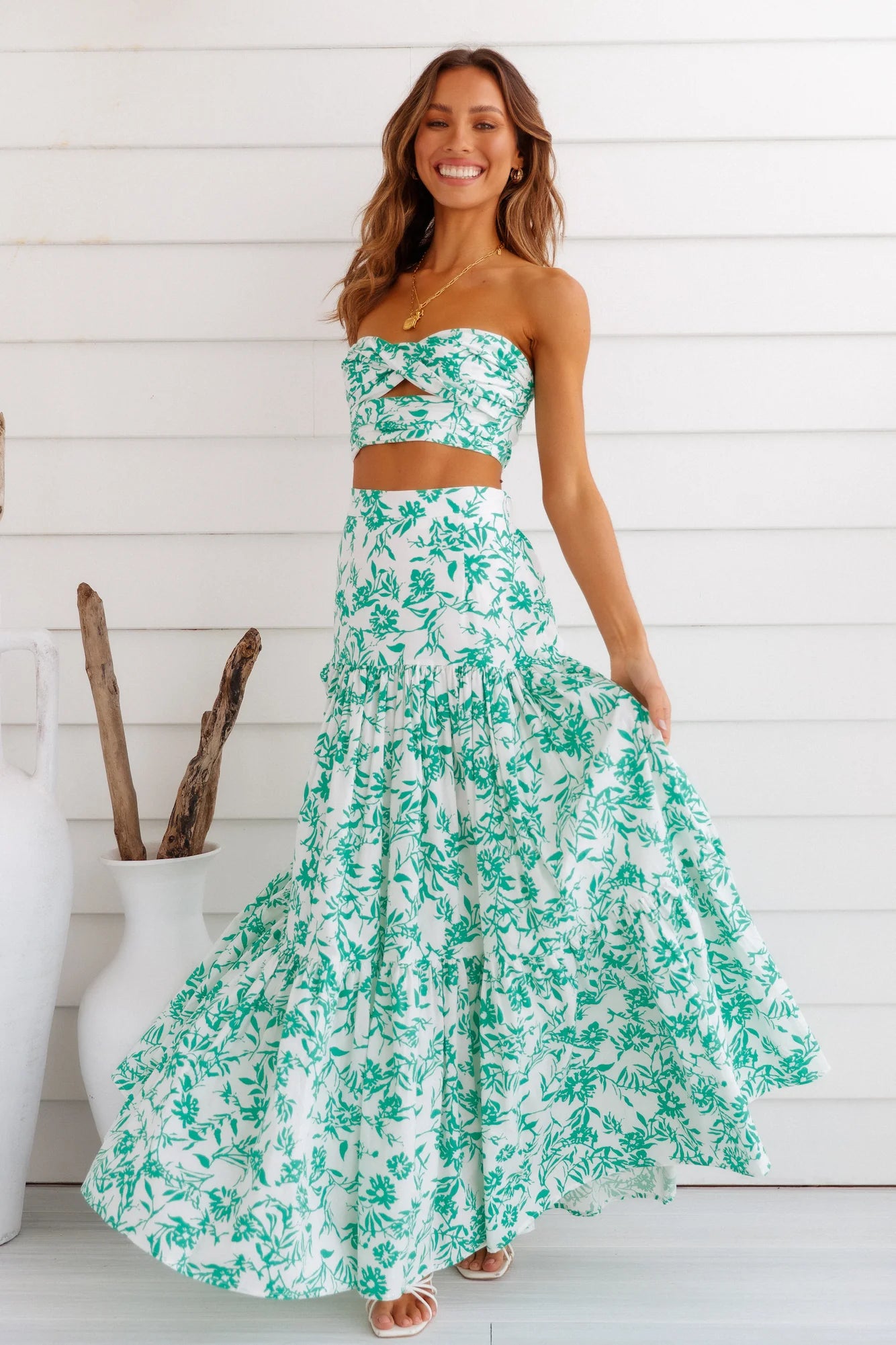 RUNAWAY Ayla Maxi Skirt Green