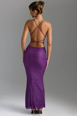 Embellished Cut-Out Maxi Dress in Grape