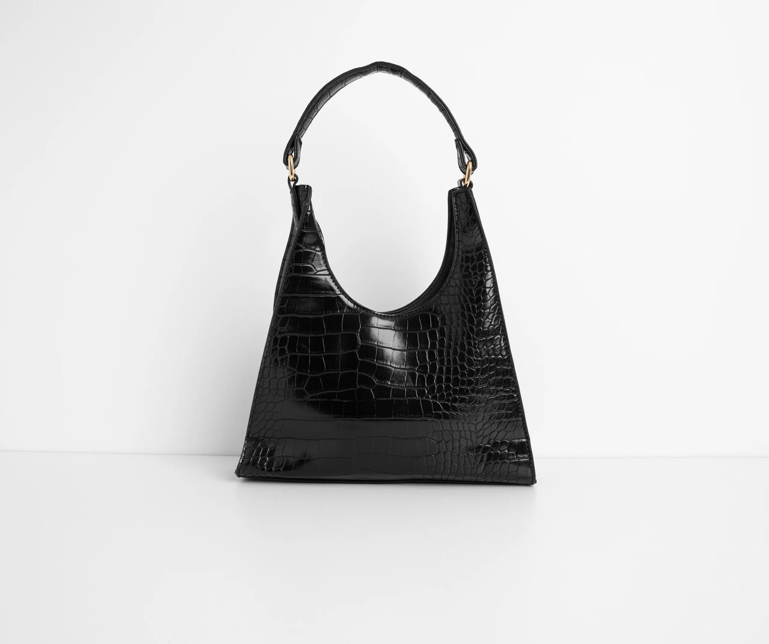 Better Days Faux Leather Triangle Croc Bag