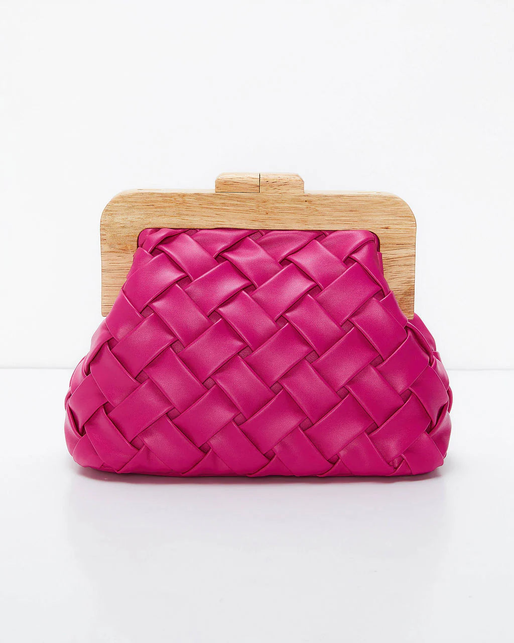 Callie Woven Faux Leather Clutch