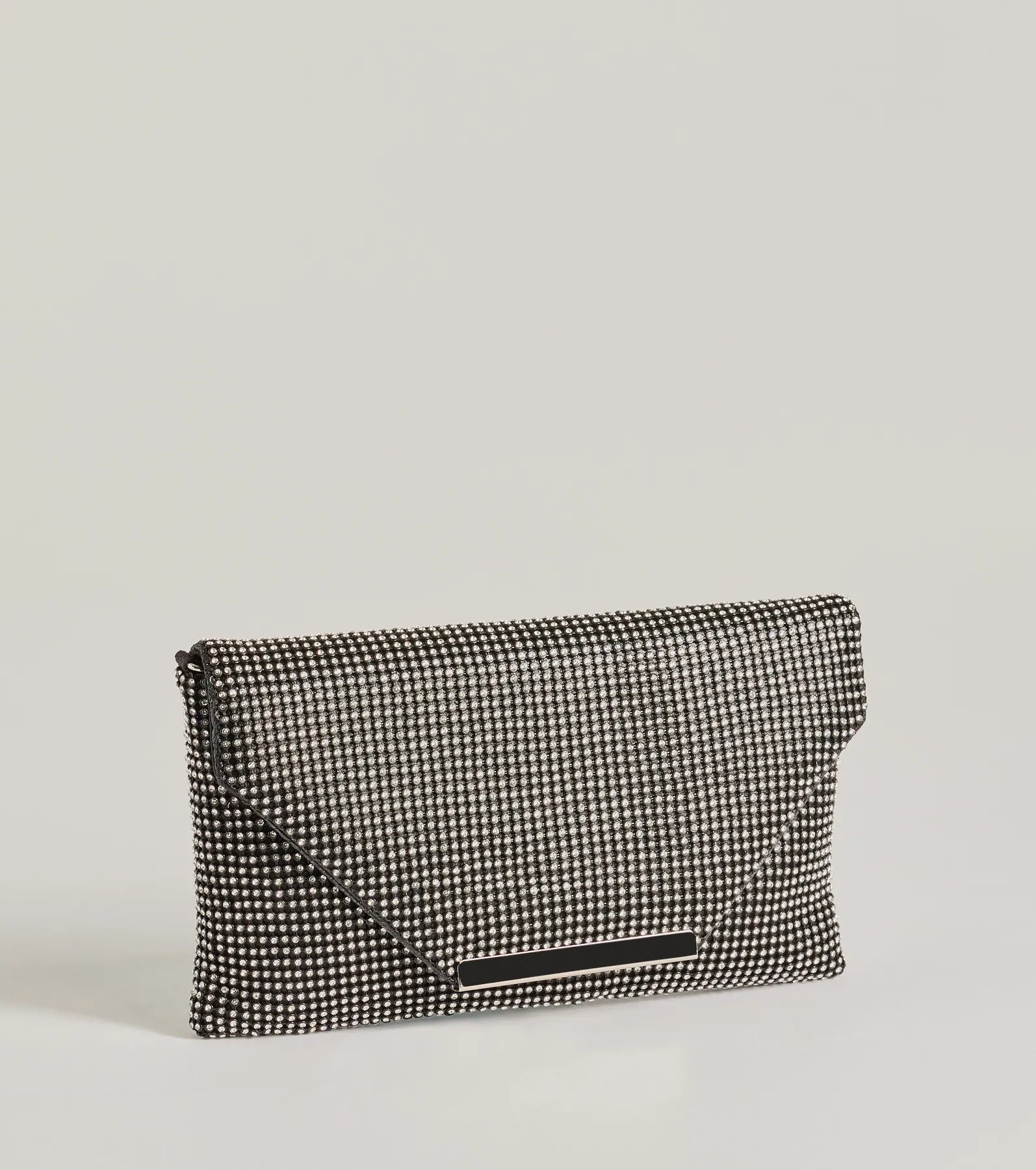 Luxe Shimmer Iridescent Rhinestone Envelope Clutch