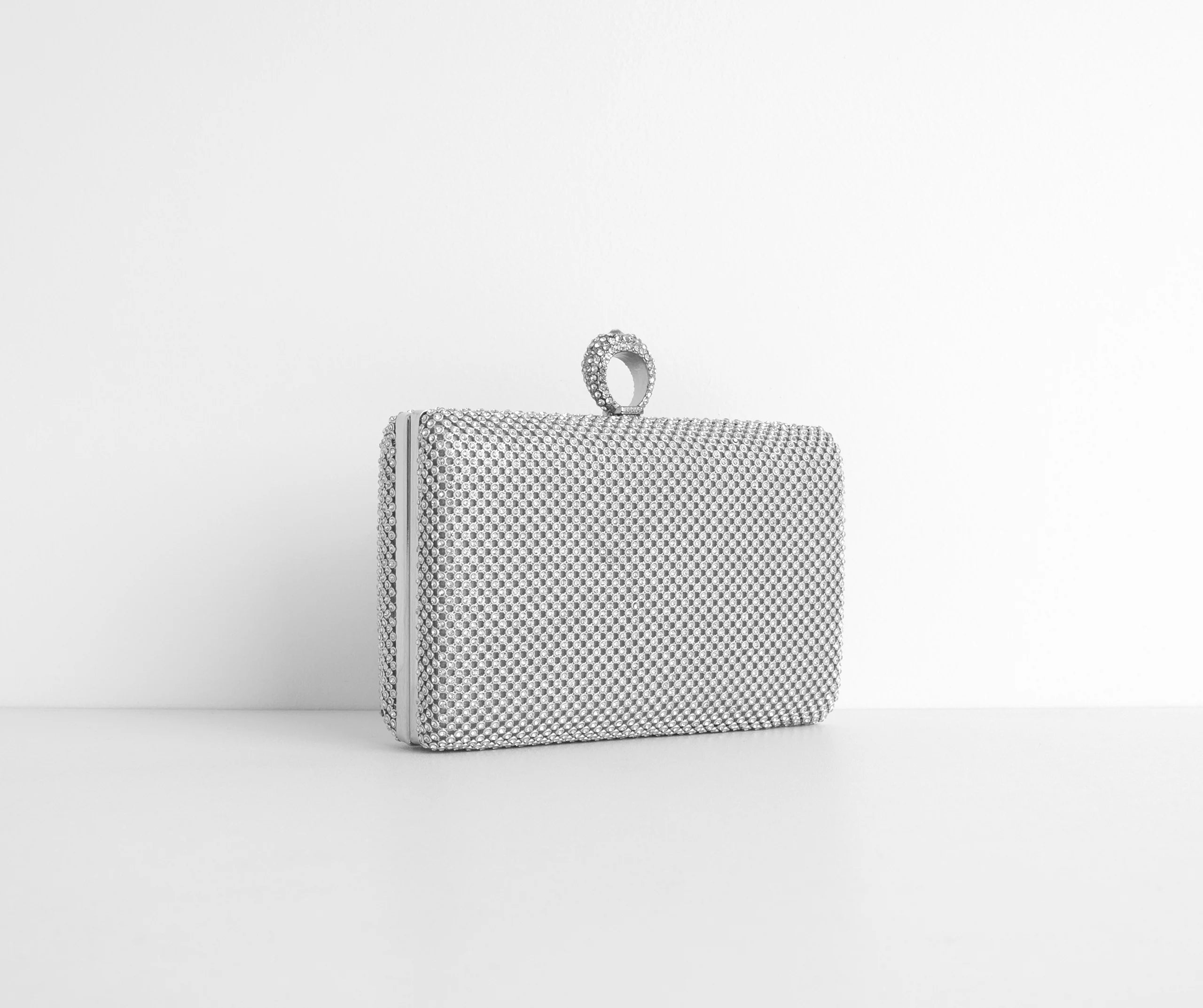 Bring The Bling Rhinestone Mesh Clutch