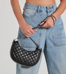 Side To Side Chain Faux Leather Handbag