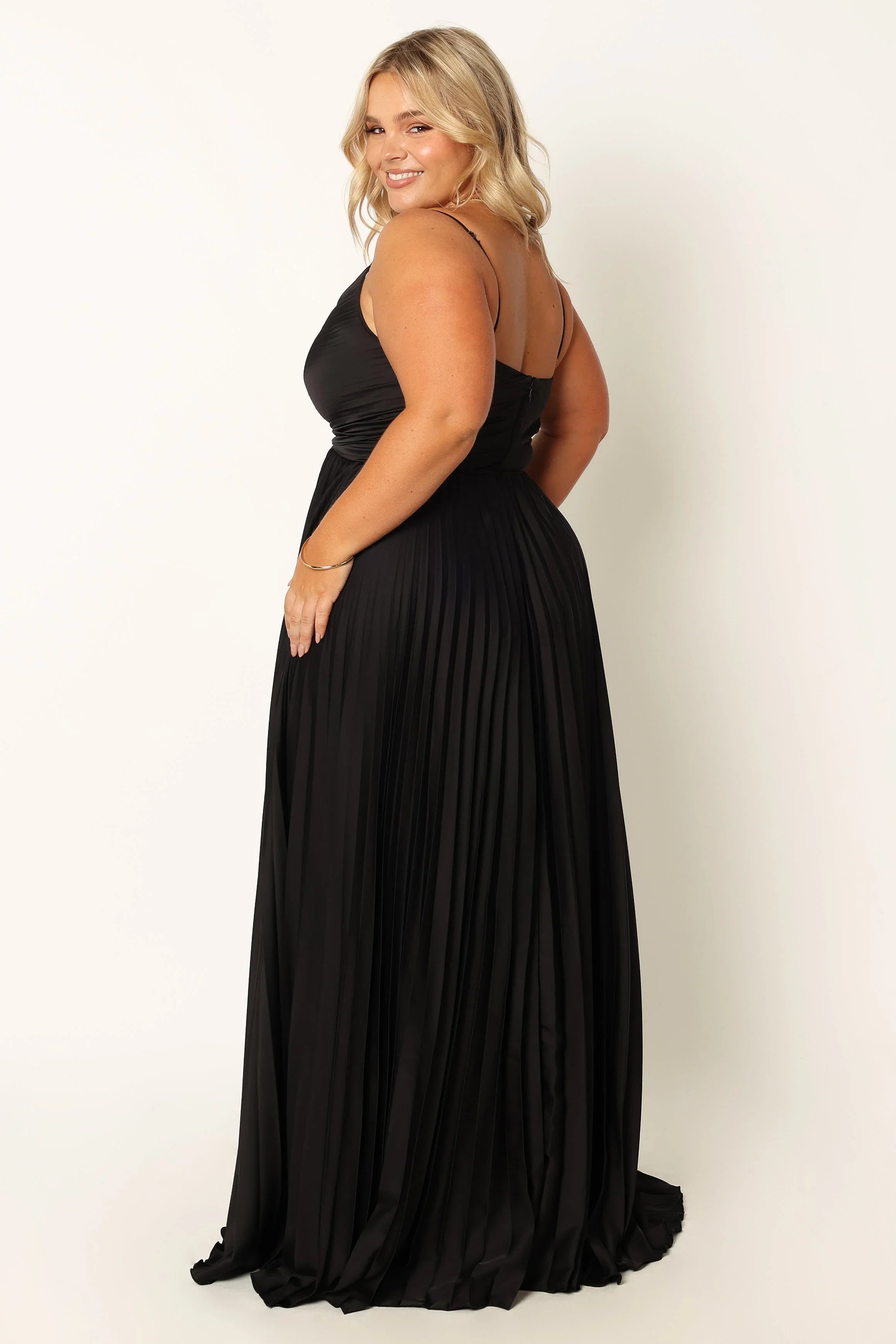 Naira Pleated Maxi Dress - Black