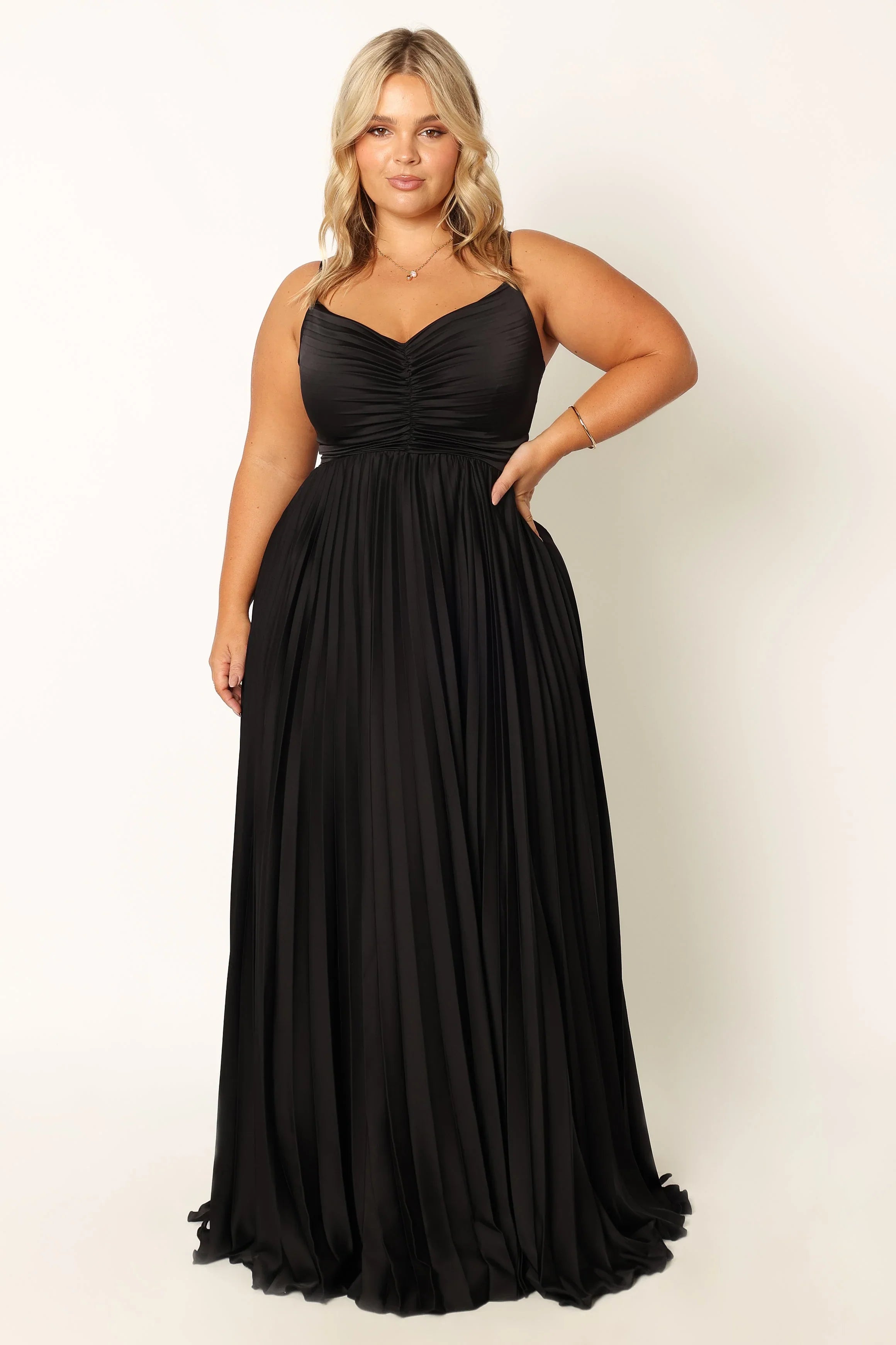 Naira Pleated Maxi Dress - Black