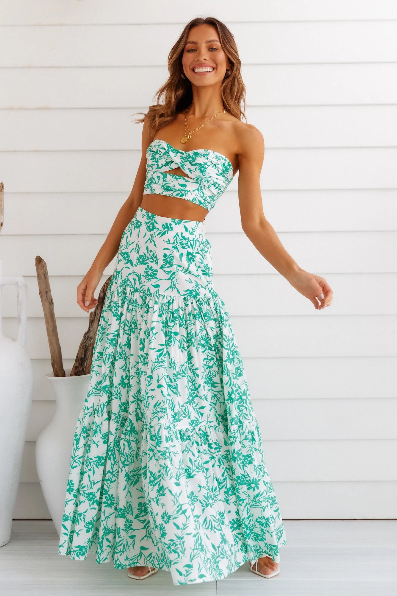 RUNAWAY Ayla Maxi Skirt Green