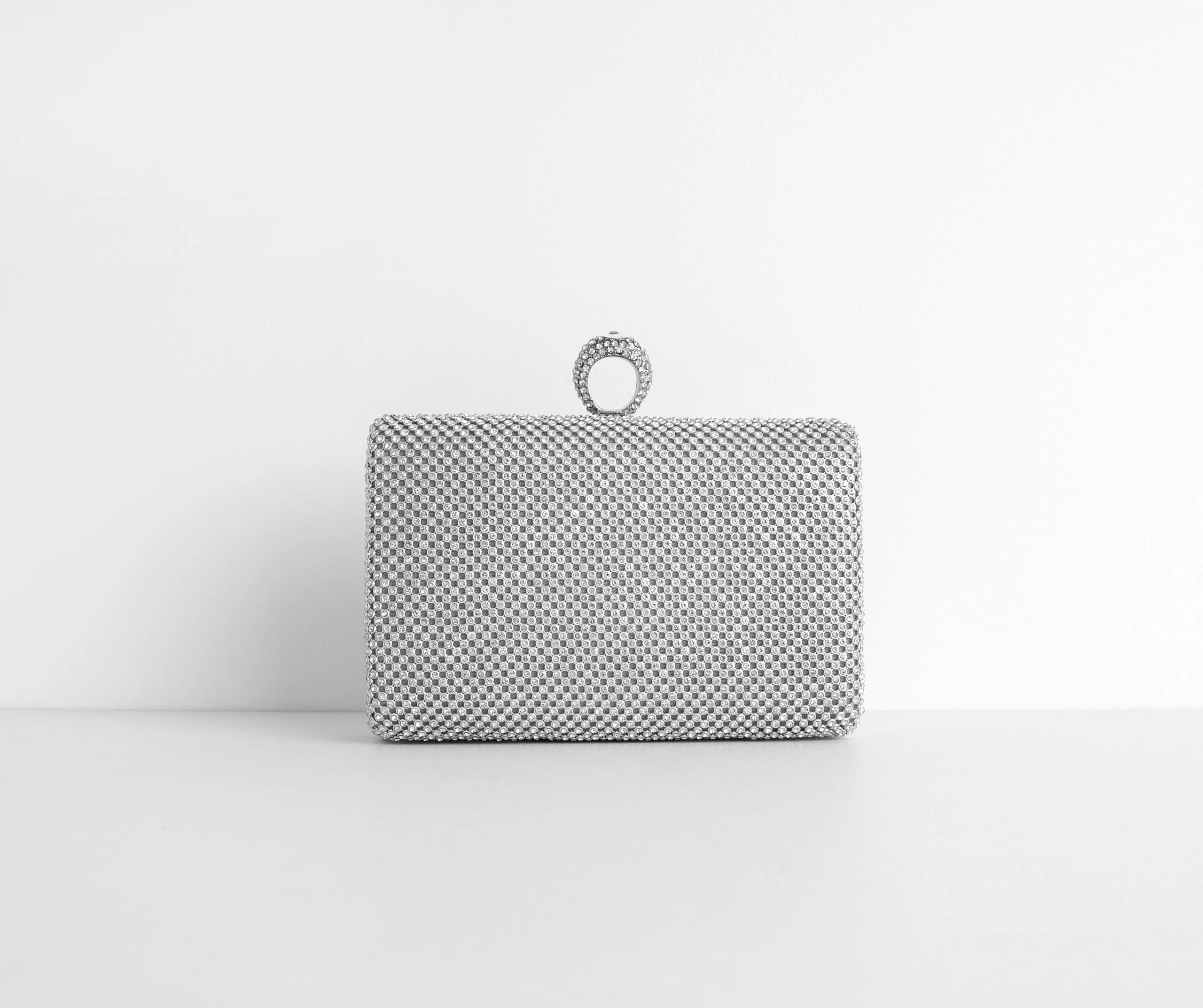 Bring The Bling Rhinestone Mesh Clutch