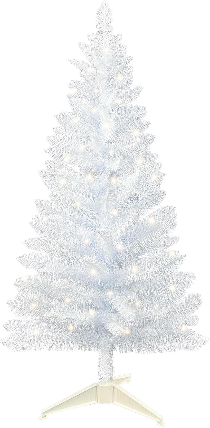 4ft Lighted Artificial Blue Christmas Tree | Leeheeyee Small Xmas Tree, Not Pre-lit Blue Tinsel Pine Trees with Lights, Ideal for Ideal for Home, Office, and Xmas Party Décor