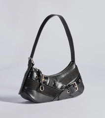 Bold Buckles Faux Leather Handbag