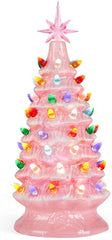 Joiedomi 15 Tabletop Prelit Ceramic Christmas Tree with 70 Multicolor Lights, Hand-Painted Ceramic Tabletop Christmas Tree for Christmas Holiday Indoor Decorations