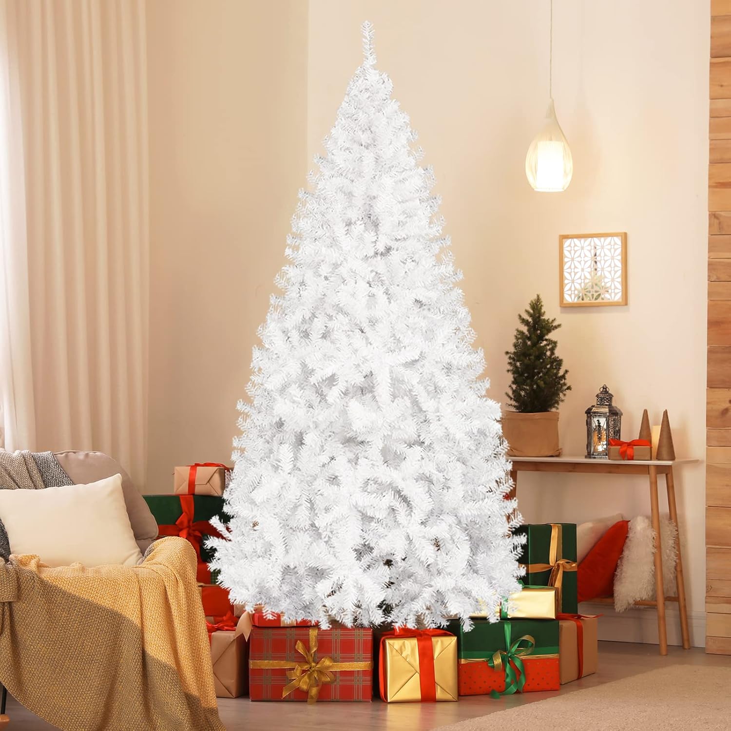 Bonnlo Artificial Christmas Tree, Upgraded Full 4ft White Christmas Tree w/ 346 Branch Tips, Small Christmas Tree for Home, Office, Party Decoration