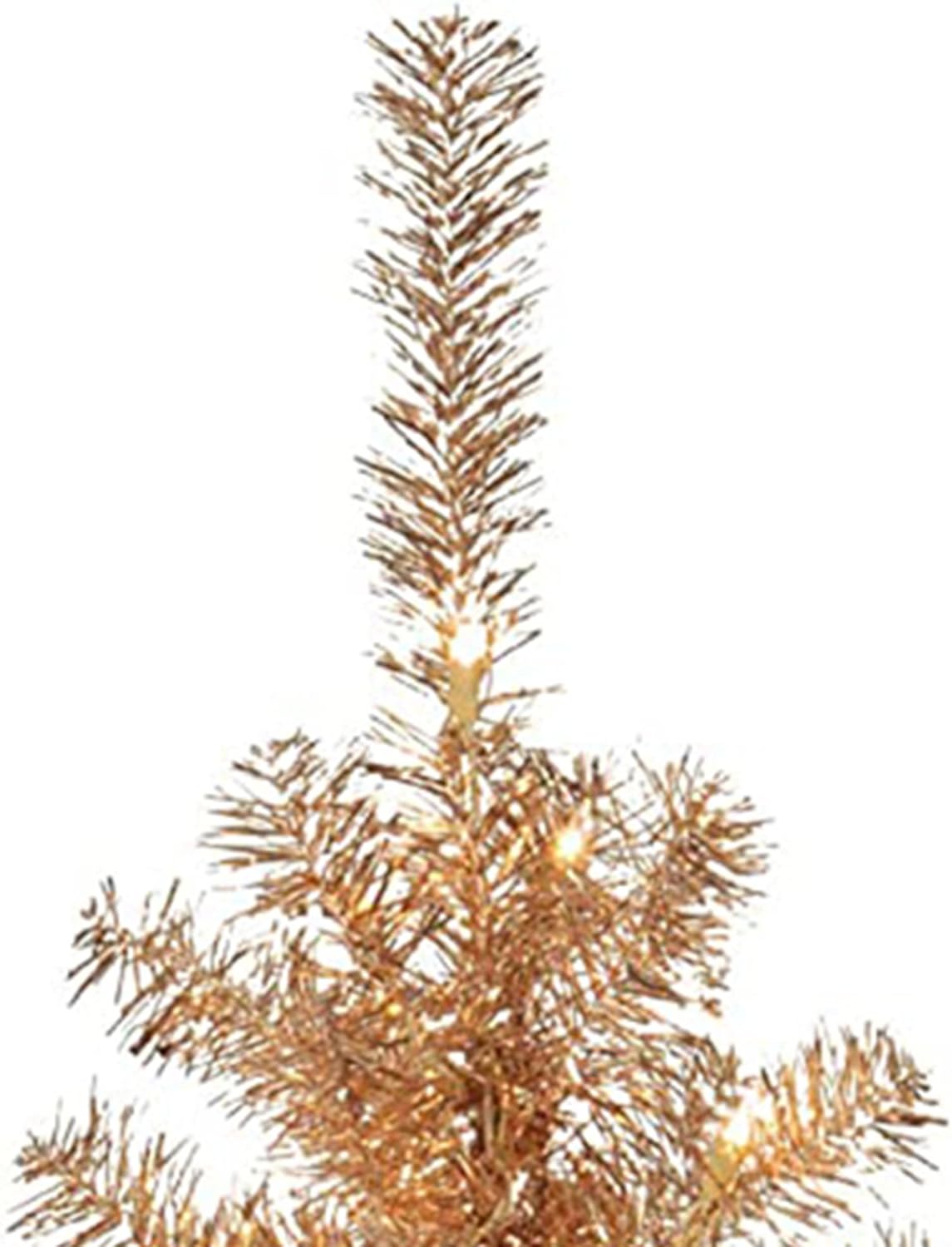 National Tree Company Pre-Lit Artificial Christmas Tree, Champagne Gold Tinsel, White Lights, Includes Stand, 4 feet