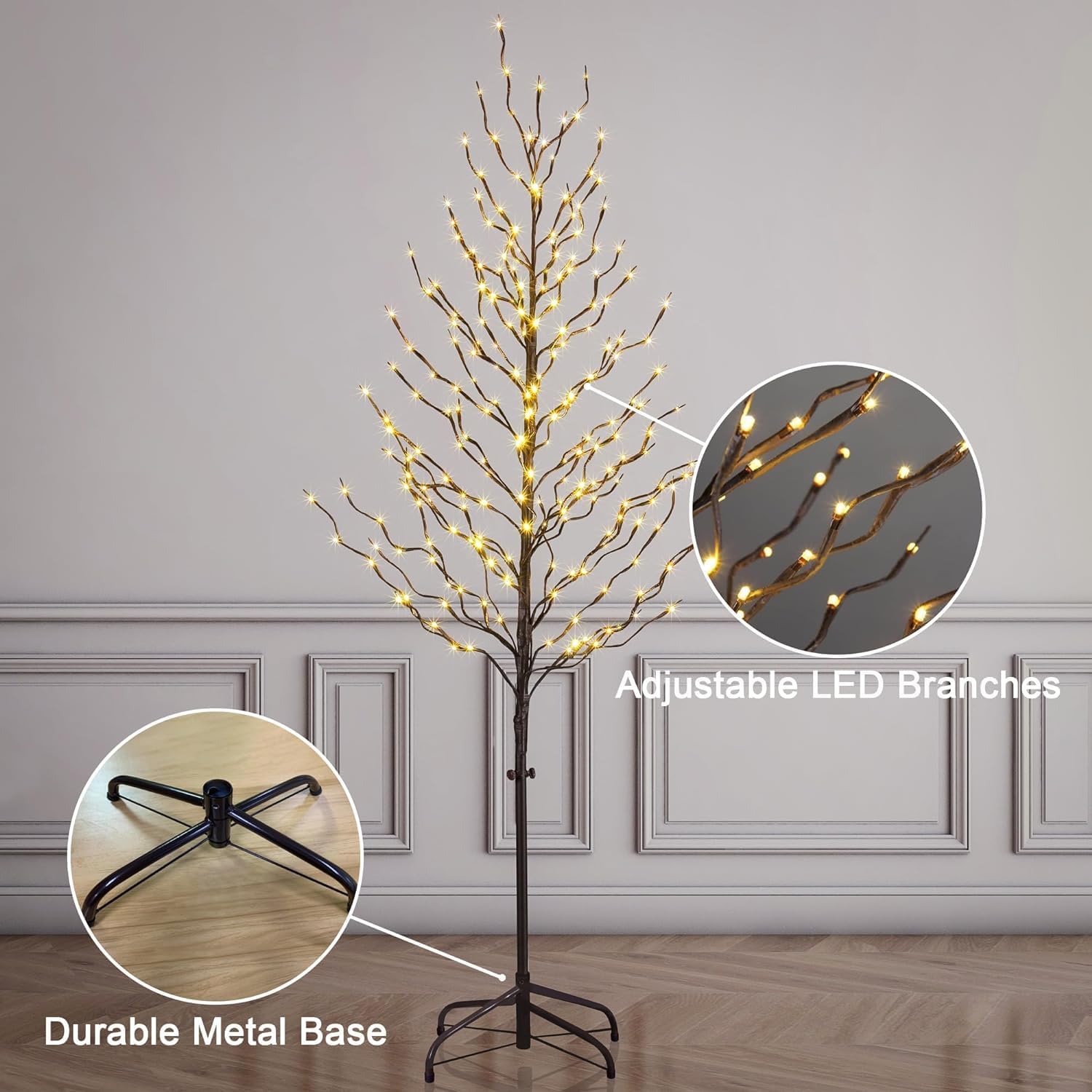 LIGHTSHARE 3FT 112LED Star Light Tree, for Home Festival Party Christmas, Indoor and Outdoor Use, Warm White