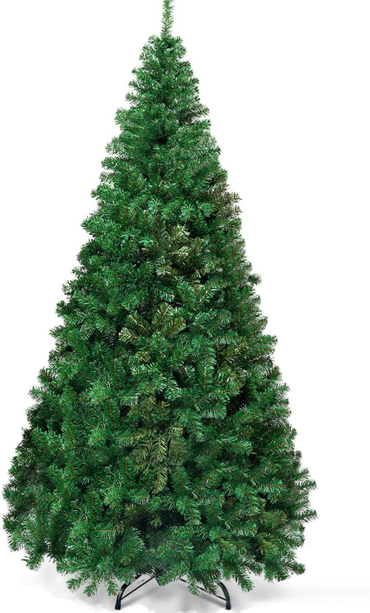 Goplus 5ft Artificial Christmas Tree Xmas Pine Tree with Solid Metal Legs Perfect for Indoor and Outdoor Holiday Decoration, White