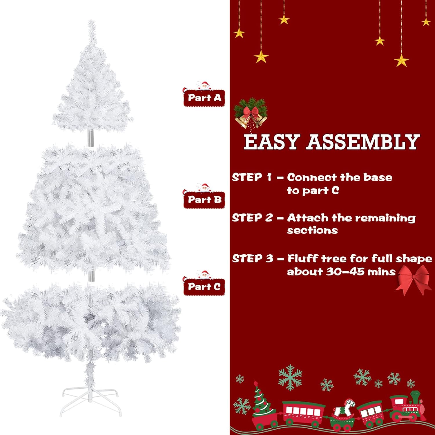 Bonnlo Artificial Christmas Tree, Upgraded Full 4ft White Christmas Tree w/ 346 Branch Tips, Small Christmas Tree for Home, Office, Party Decoration