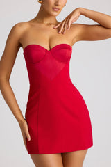 Strapless A-Line Mini Dress in Fire Red