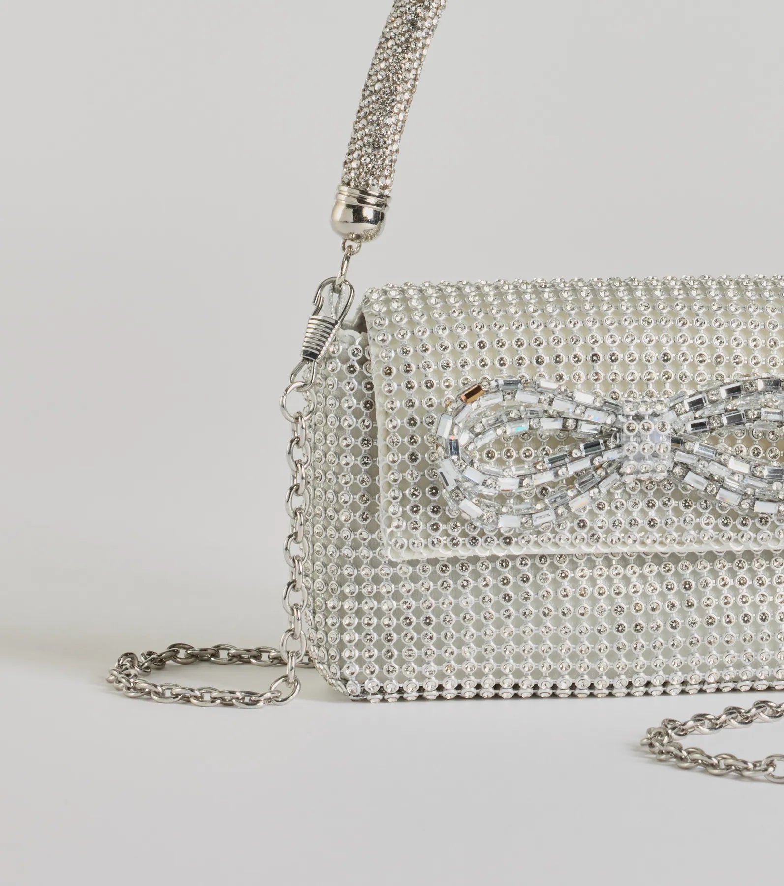 Glittering Aesthetic Rhinestone Bow Mini Purse