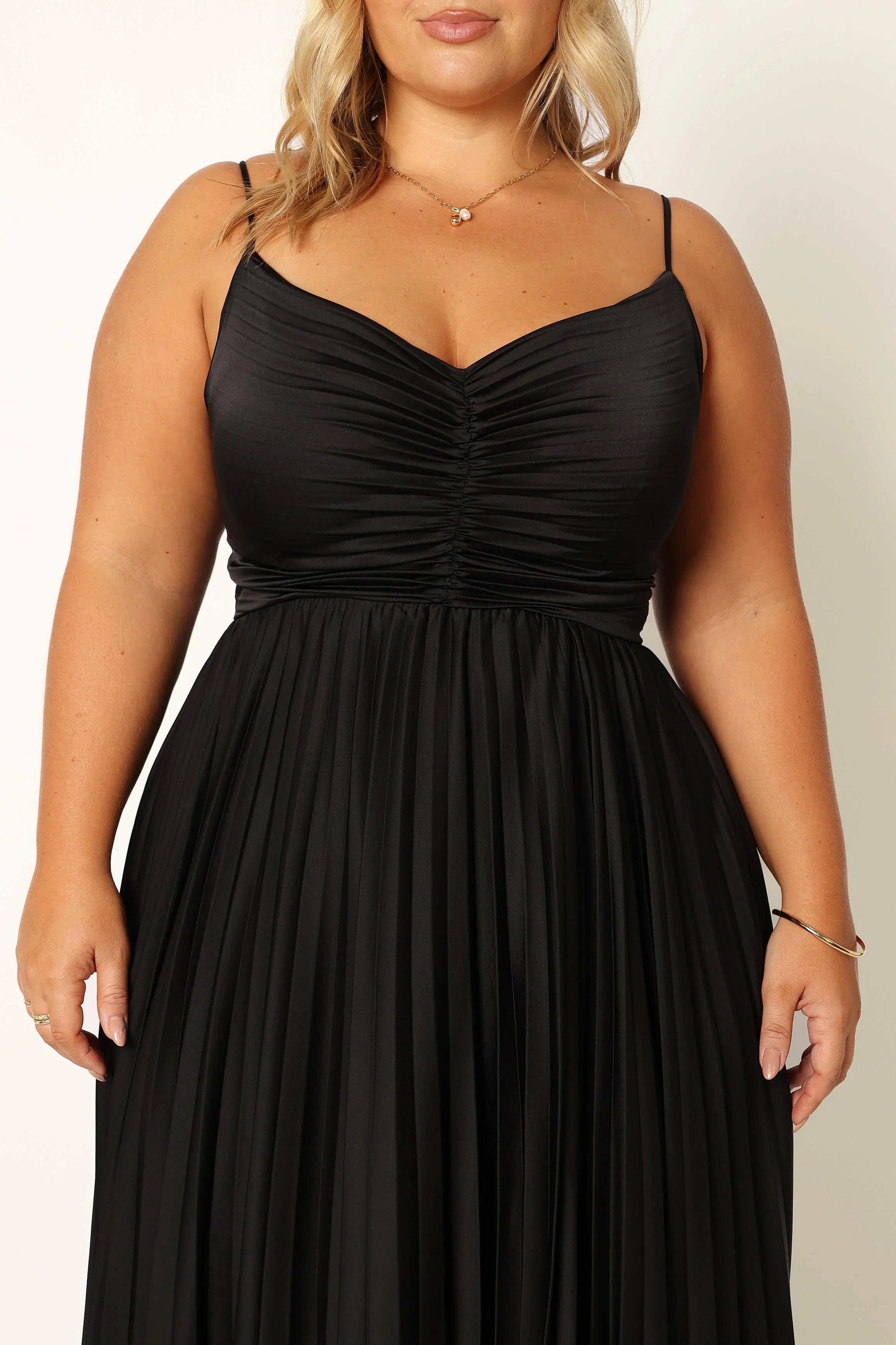 Naira Pleated Maxi Dress - Black