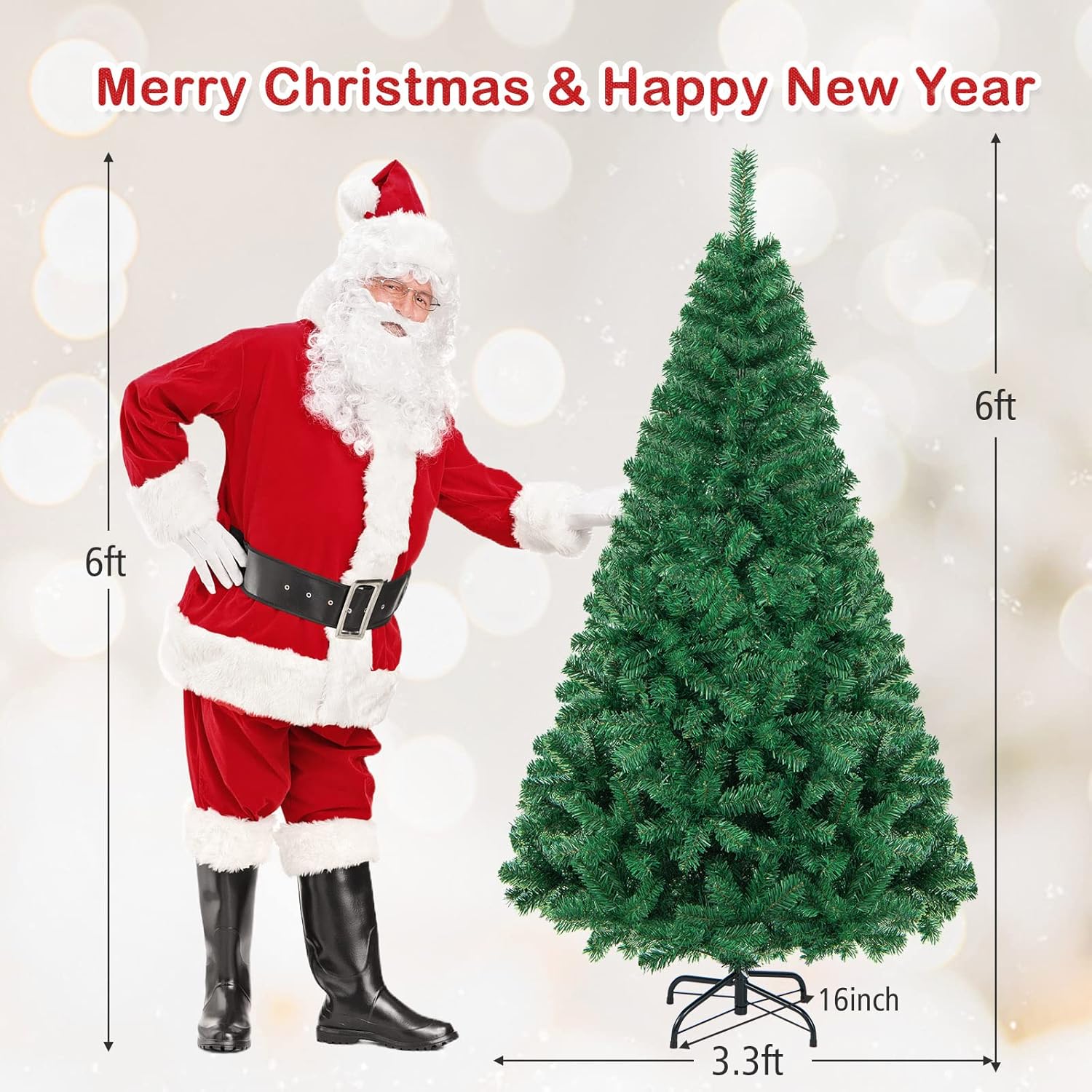 Goplus 5ft Artificial Christmas Tree Xmas Pine Tree with Solid Metal Legs Perfect for Indoor and Outdoor Holiday Decoration, White