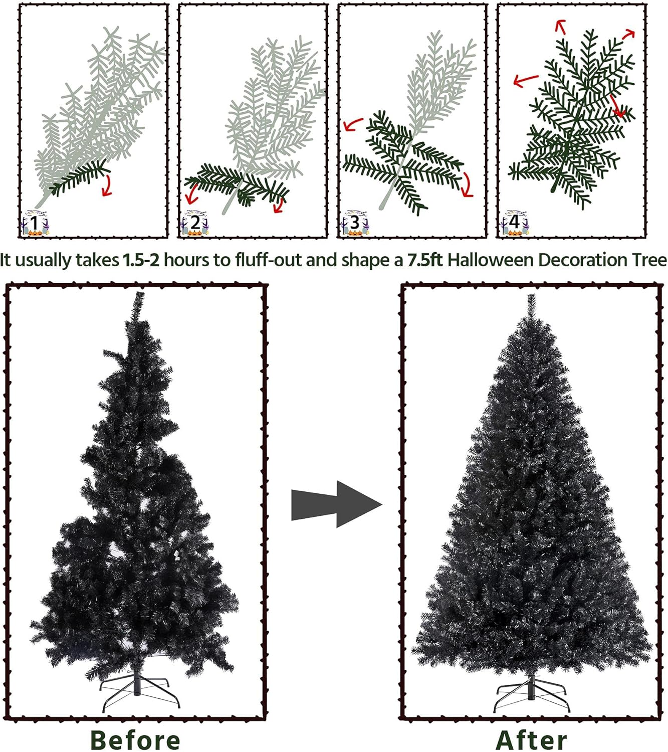 Yaheetech 4.5ft Pre-lit Spruce Artificial Hinged Christmas Pine Tree Prelighted Holiday Xmas Tree for Home Party Decoration with 150 Warm White Lights and 324 Branch Tips, White