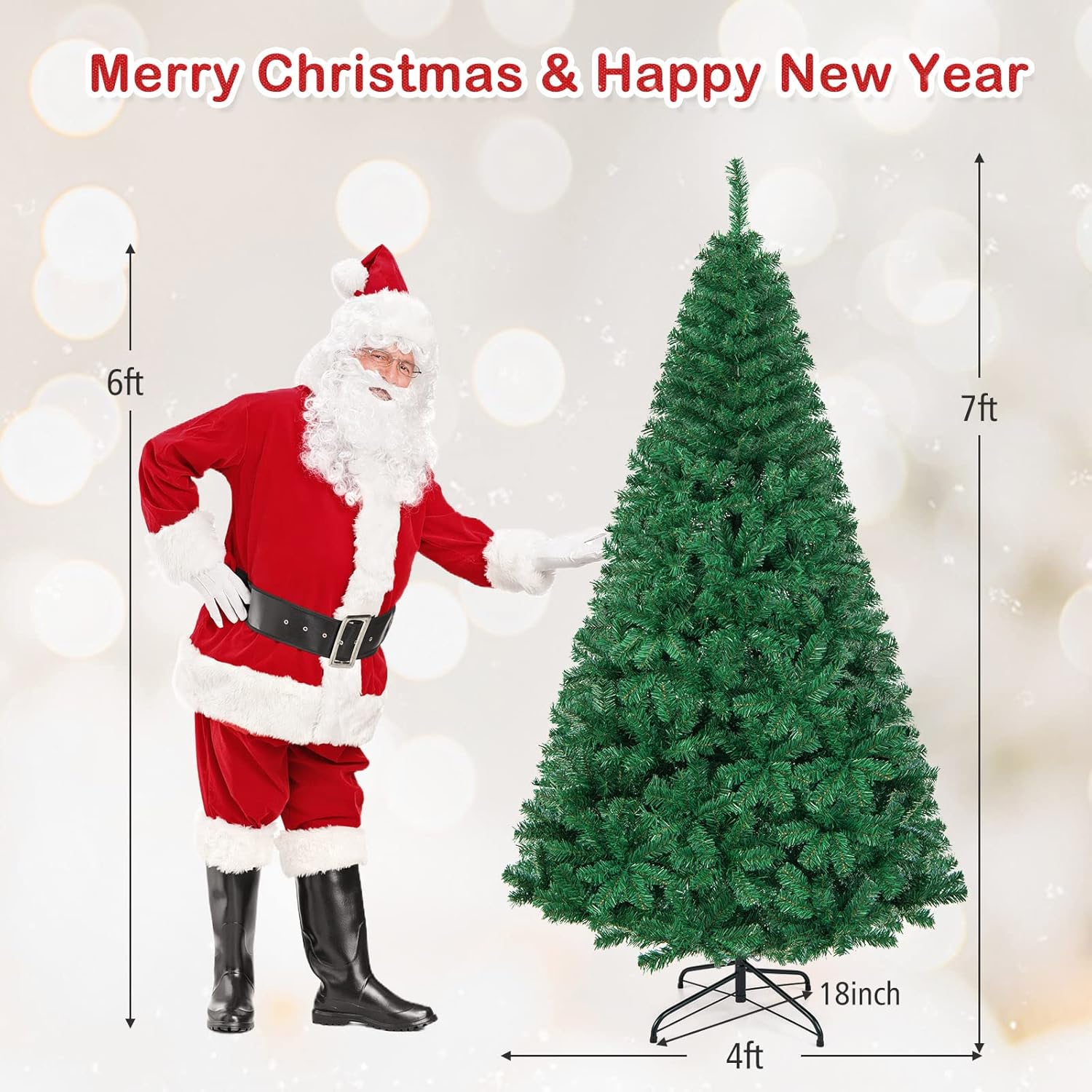 Goplus 5ft Artificial Christmas Tree Xmas Pine Tree with Solid Metal Legs Perfect for Indoor and Outdoor Holiday Decoration, White