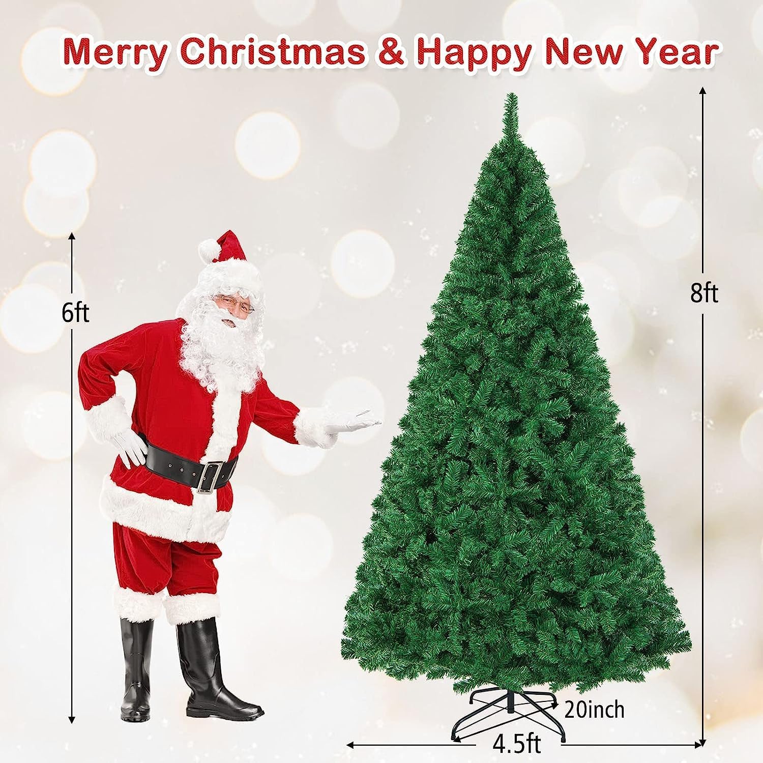 Goplus 5ft Artificial Christmas Tree Xmas Pine Tree with Solid Metal Legs Perfect for Indoor and Outdoor Holiday Decoration, White