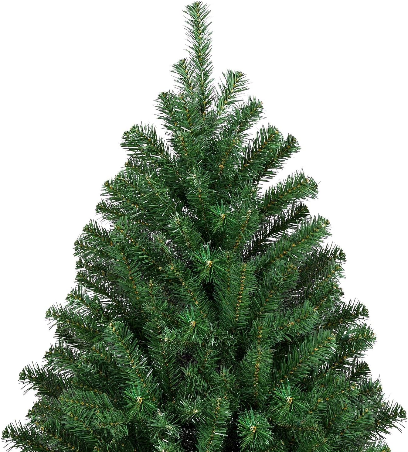 Yaheetech 4.5ft Pre-lit Spruce Artificial Hinged Christmas Pine Tree Prelighted Holiday Xmas Tree for Home Party Decoration with 150 Warm White Lights and 324 Branch Tips, White