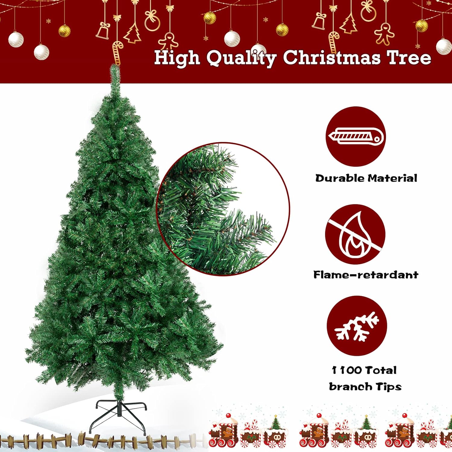 Bonnlo Artificial Christmas Tree, Upgraded Full 4ft White Christmas Tree w/ 346 Branch Tips, Small Christmas Tree for Home, Office, Party Decoration