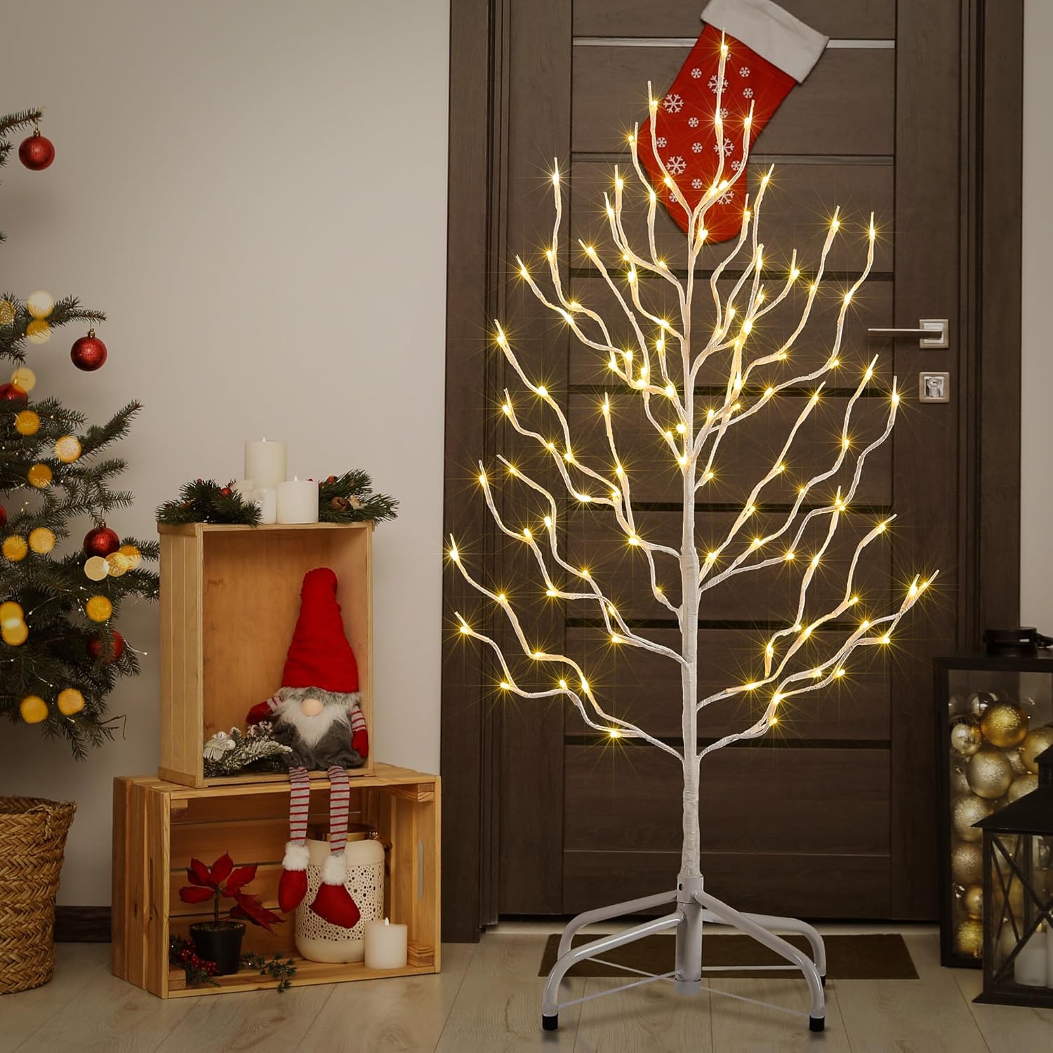 LIGHTSHARE 3FT 112LED Star Light Tree, for Home Festival Party Christmas, Indoor and Outdoor Use, Warm White