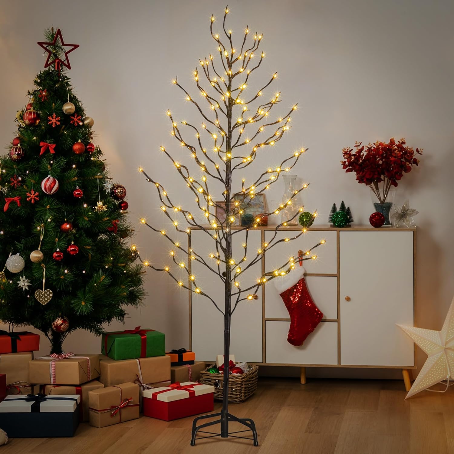 LIGHTSHARE 3FT 112LED Star Light Tree, for Home Festival Party Christmas, Indoor and Outdoor Use, Warm White