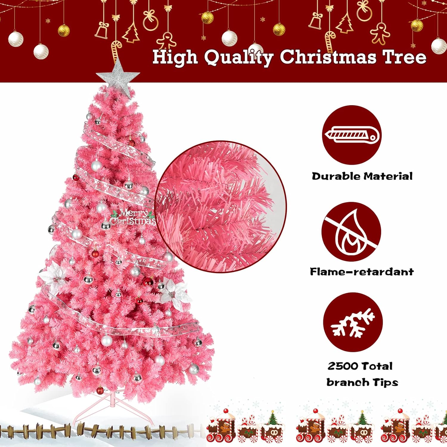 Bonnlo Artificial Christmas Tree, Upgraded Full 4ft White Christmas Tree w/ 346 Branch Tips, Small Christmas Tree for Home, Office, Party Decoration