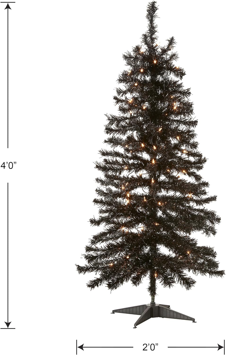 National Tree Company Pre-Lit Artificial Christmas Tree, Champagne Gold Tinsel, White Lights, Includes Stand, 4 feet