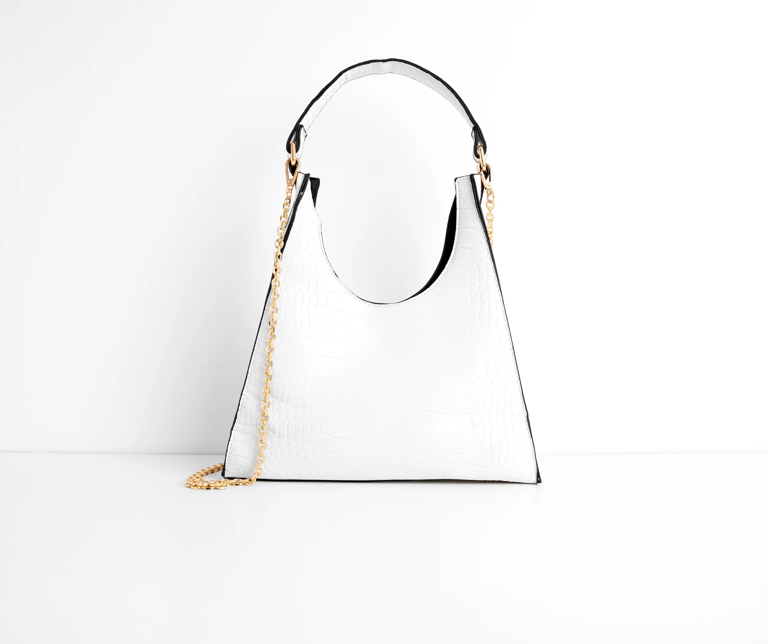 Better Days Faux Leather Triangle Croc Bag