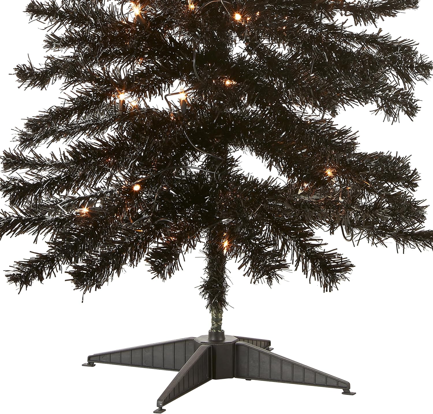 National Tree Company Pre-Lit Artificial Christmas Tree, Champagne Gold Tinsel, White Lights, Includes Stand, 4 feet