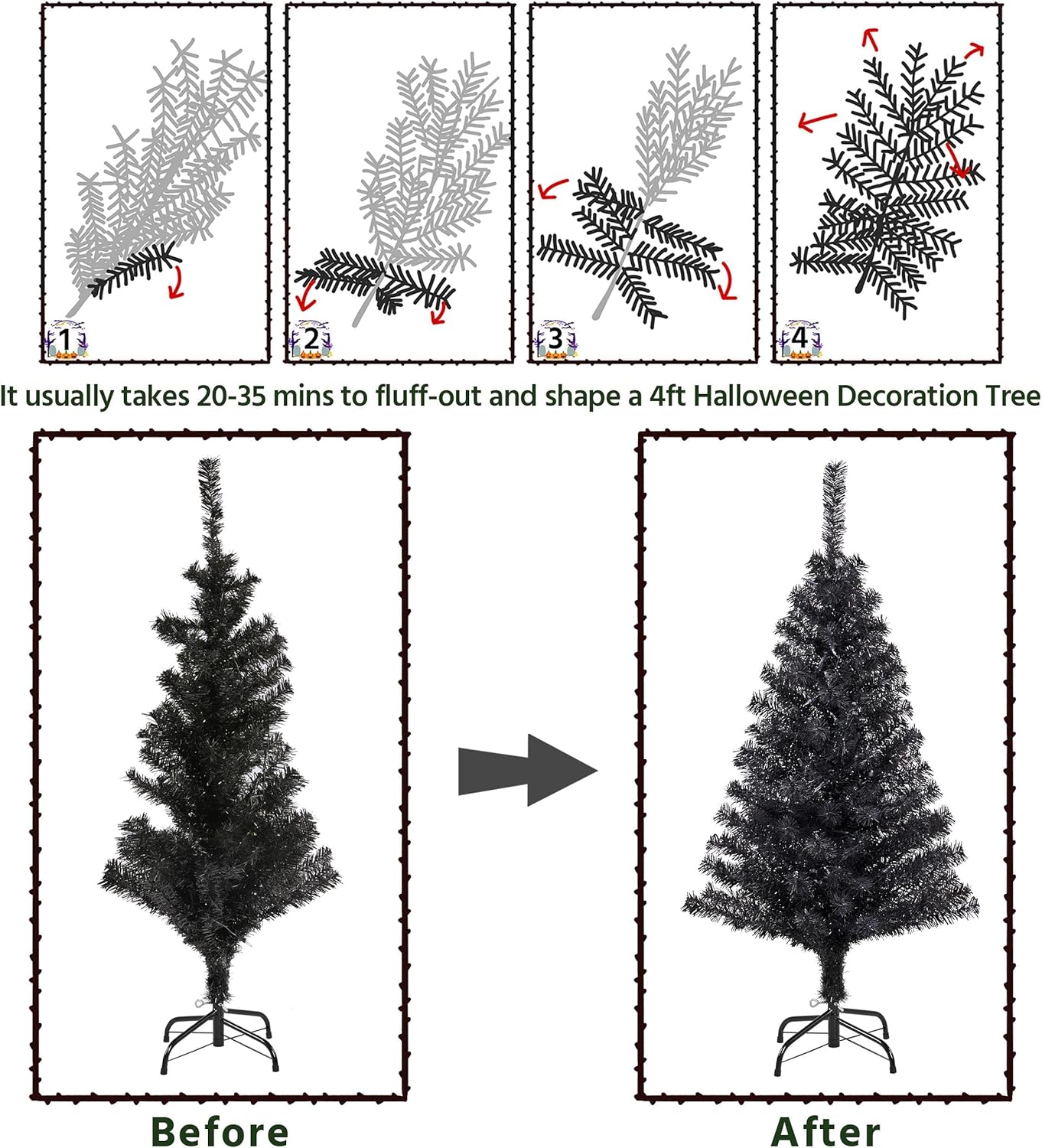 Yaheetech 4.5ft Pre-lit Spruce Artificial Hinged Christmas Pine Tree Prelighted Holiday Xmas Tree for Home Party Decoration with 150 Warm White Lights and 324 Branch Tips, White