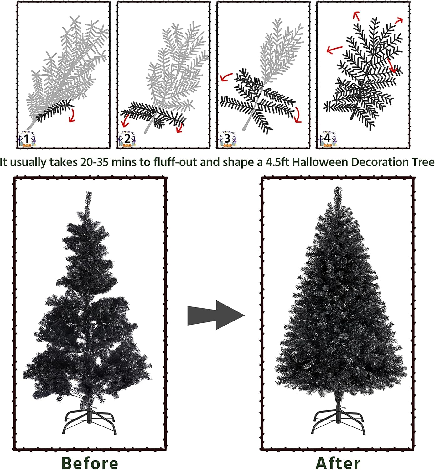 Yaheetech 4.5ft Pre-lit Spruce Artificial Hinged Christmas Pine Tree Prelighted Holiday Xmas Tree for Home Party Decoration with 150 Warm White Lights and 324 Branch Tips, White