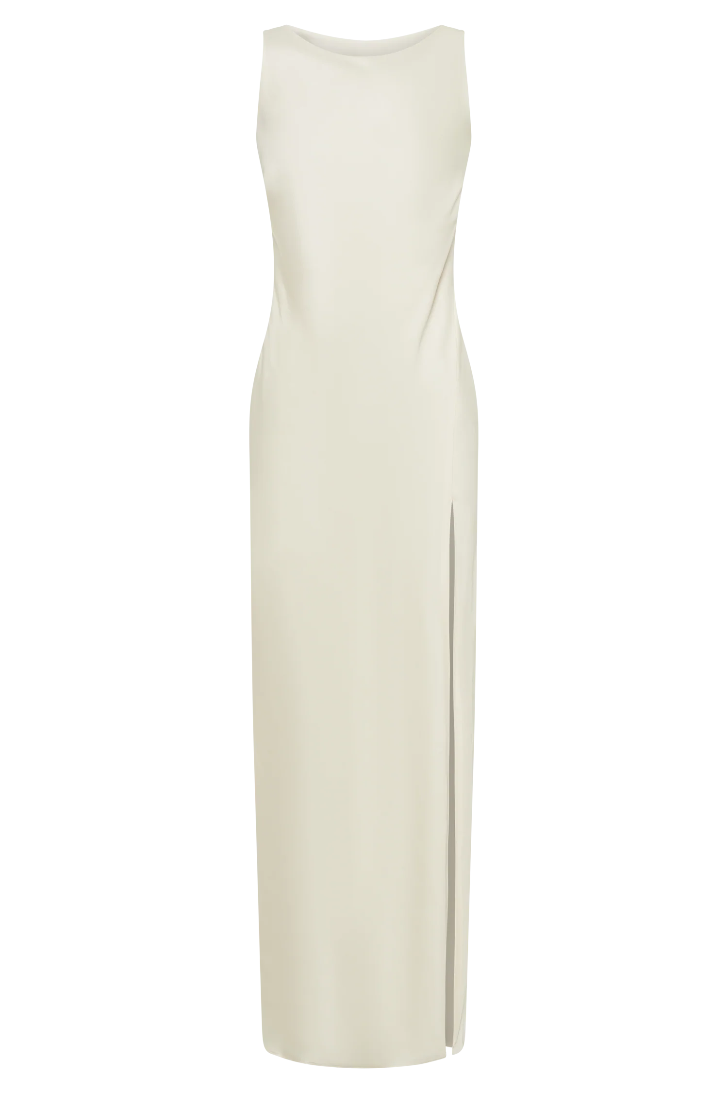 Gemima Satin Maxi Dress With Split - Ivory