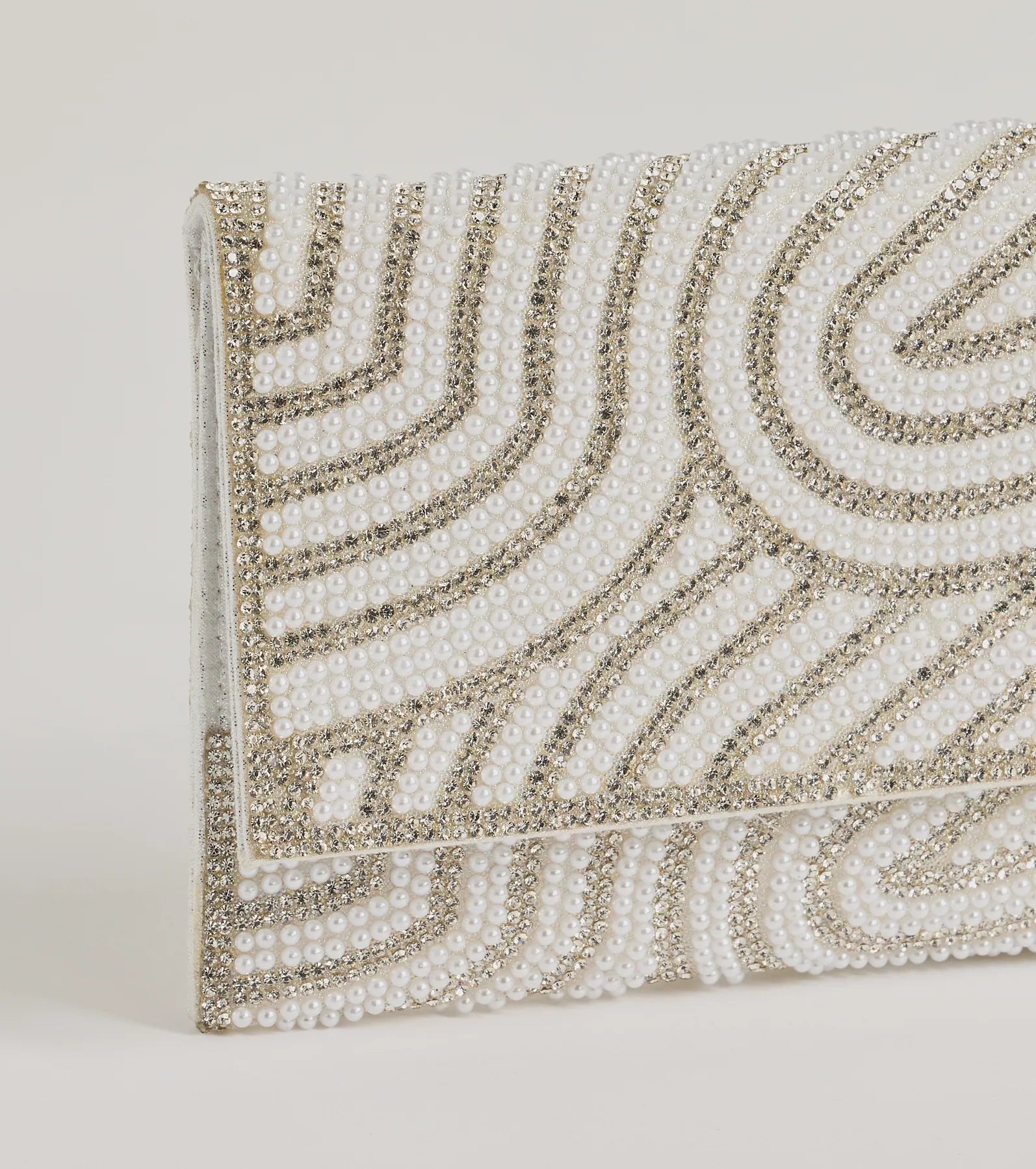 Graceful Luxe Rhinestone And Faux Pearl Clutch