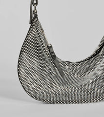 Glam Direction Rhinestone Mesh Shoulder Bag