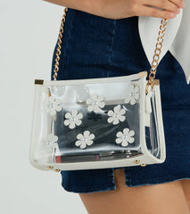 Blooming Chic Flower Detail Clear Crossbody Bag