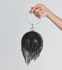 Feeling Rich Rhinestone Fringe Sphere Bag